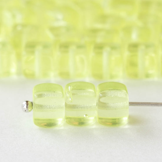 5x7mm Glass Cube Beads - Jonquil Yellow  - 50 beads