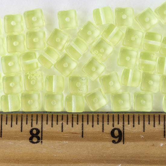 5x7mm Glass Cube Beads - Jonquil Yellow  - 50 beads