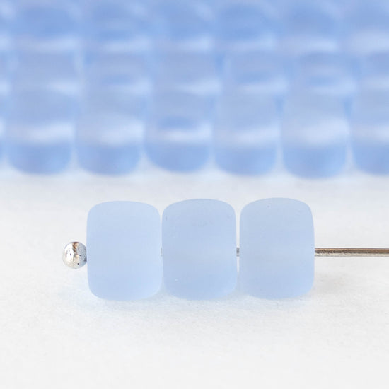 5x7mm Glass Cube Beads - Matte Very Light Blue - 50 beads