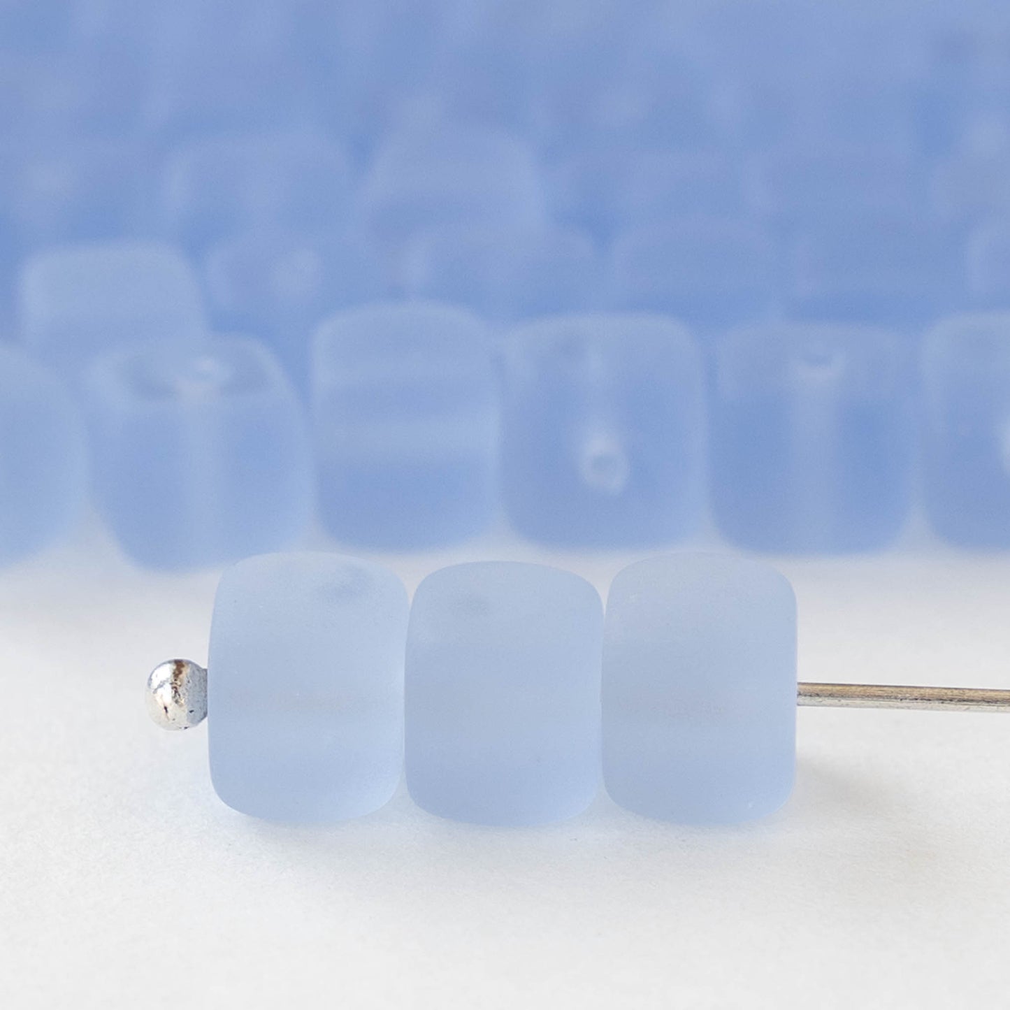 5x7mm Glass Cube Beads - Matte Light Blue - 50 beads