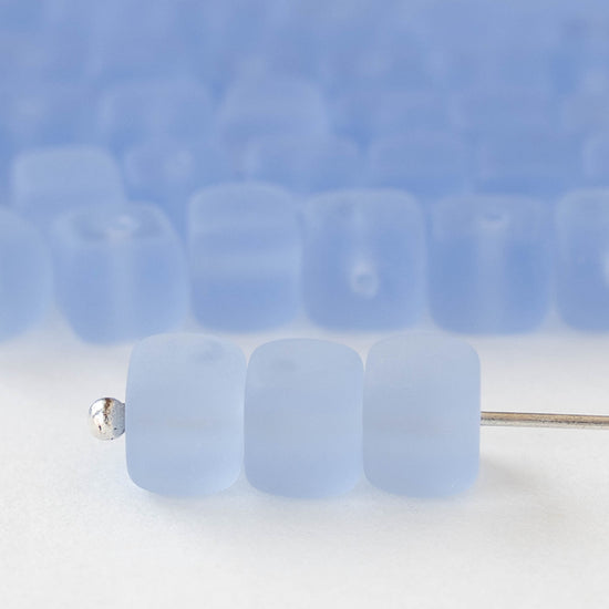 5x7mm Glass Cube Beads - Matte Light Blue - 50 beads