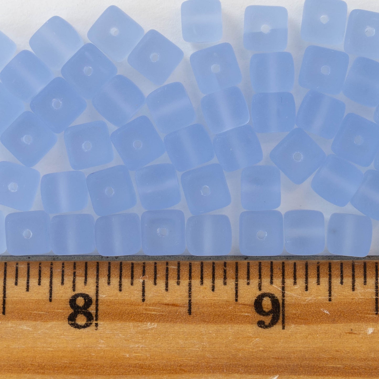 5x7mm Glass Cube Beads - Matte Light Blue - 50 beads