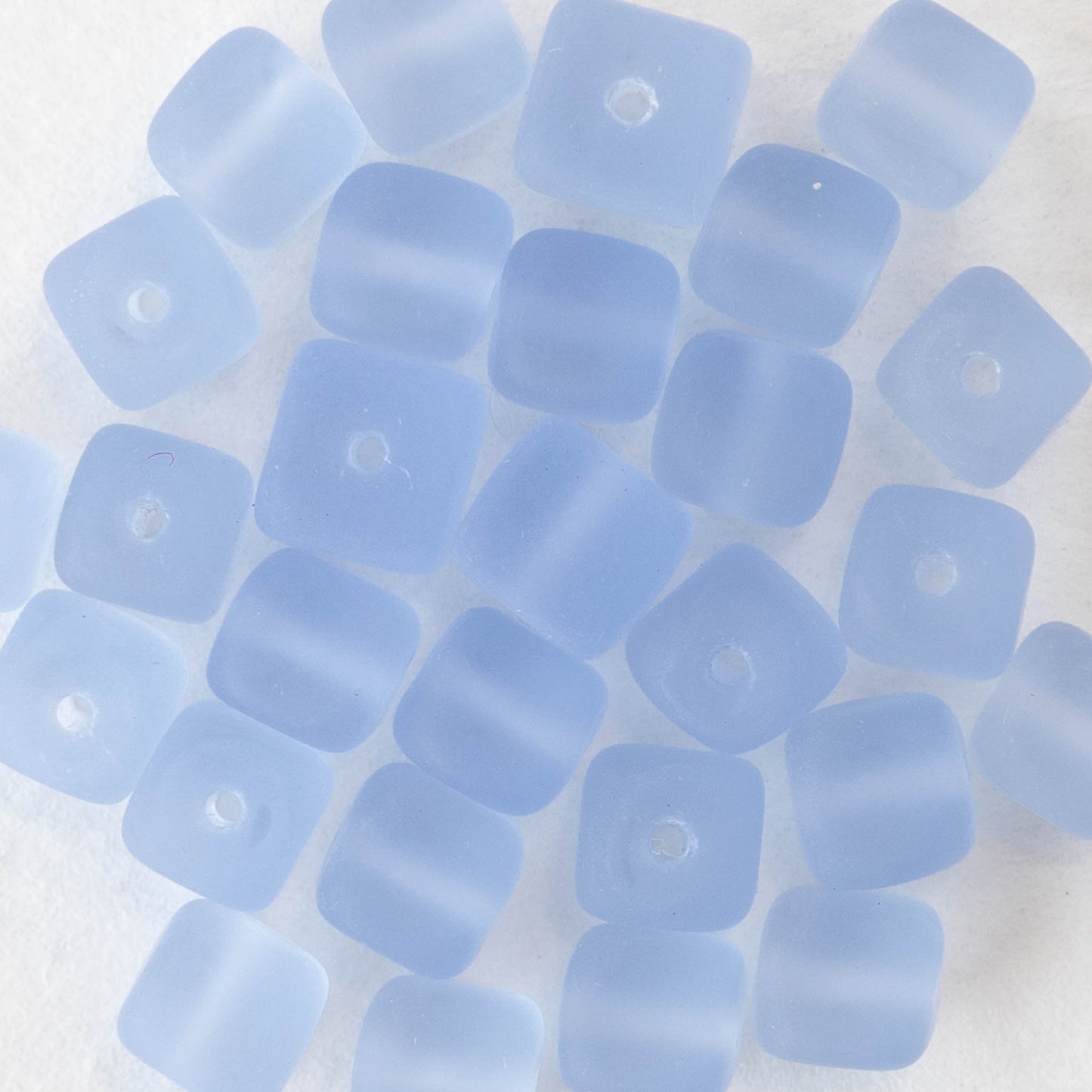 5x7mm Glass Cube Beads - Matte Very Light Blue - 50 beads