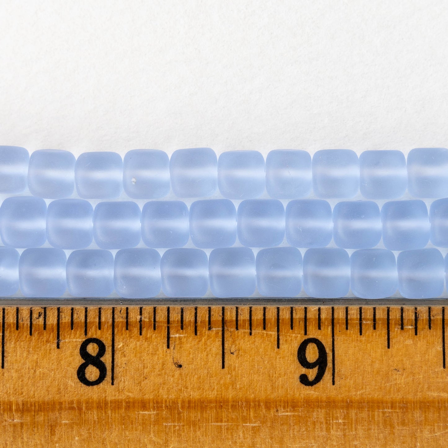 5x7mm Glass Cube Beads - Matte Very Light Blue - 50 beads