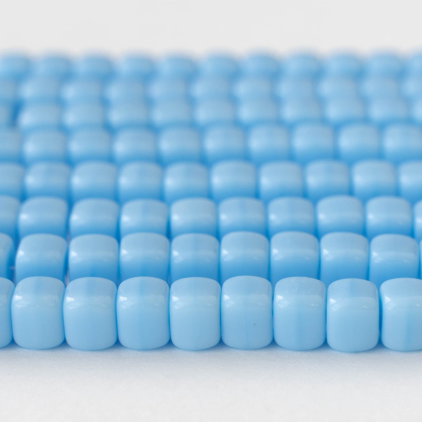 5x7mm Glass Cube Beads - Opaque Light Blue Turquoise - 50 beads