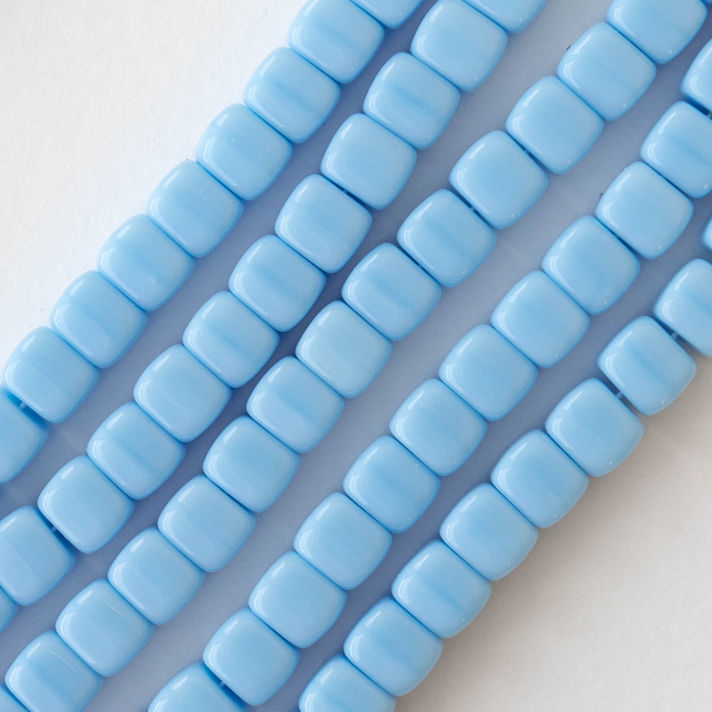 5x7mm Glass Cube Beads - Opaque Light Blue Turquoise - 50 beads