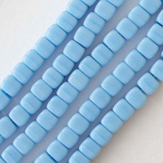 5x7mm Glass Cube Beads - Opaque Light Blue Turquoise - 50 beads