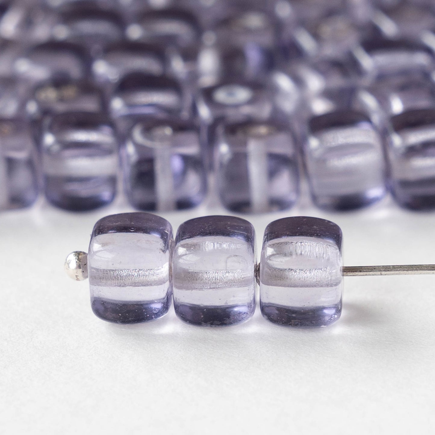 5x7mm Glass Cube Beads - Transparent Light Tanzanite - 50 beads