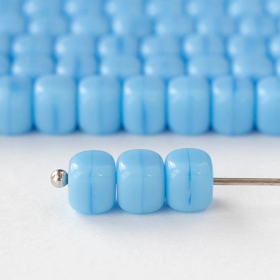 5x7mm Glass Cube Beads - Opaque Baby Blue - 25 or 50 beads