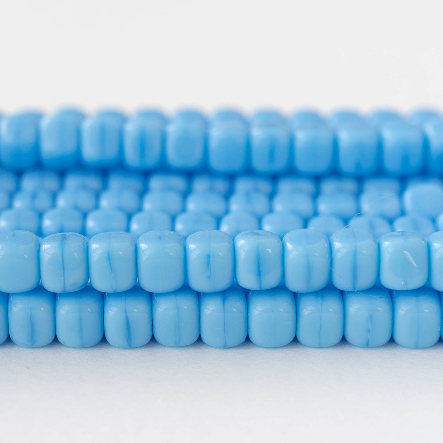 5x7mm Glass Cube Beads - Opaque Baby Blue - 25 or 50 beads