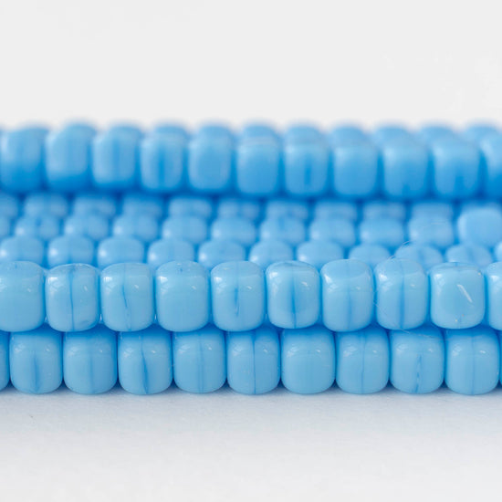 5x7mm Glass Cube Beads - Opaque Baby Blue - 25 or 50 beads