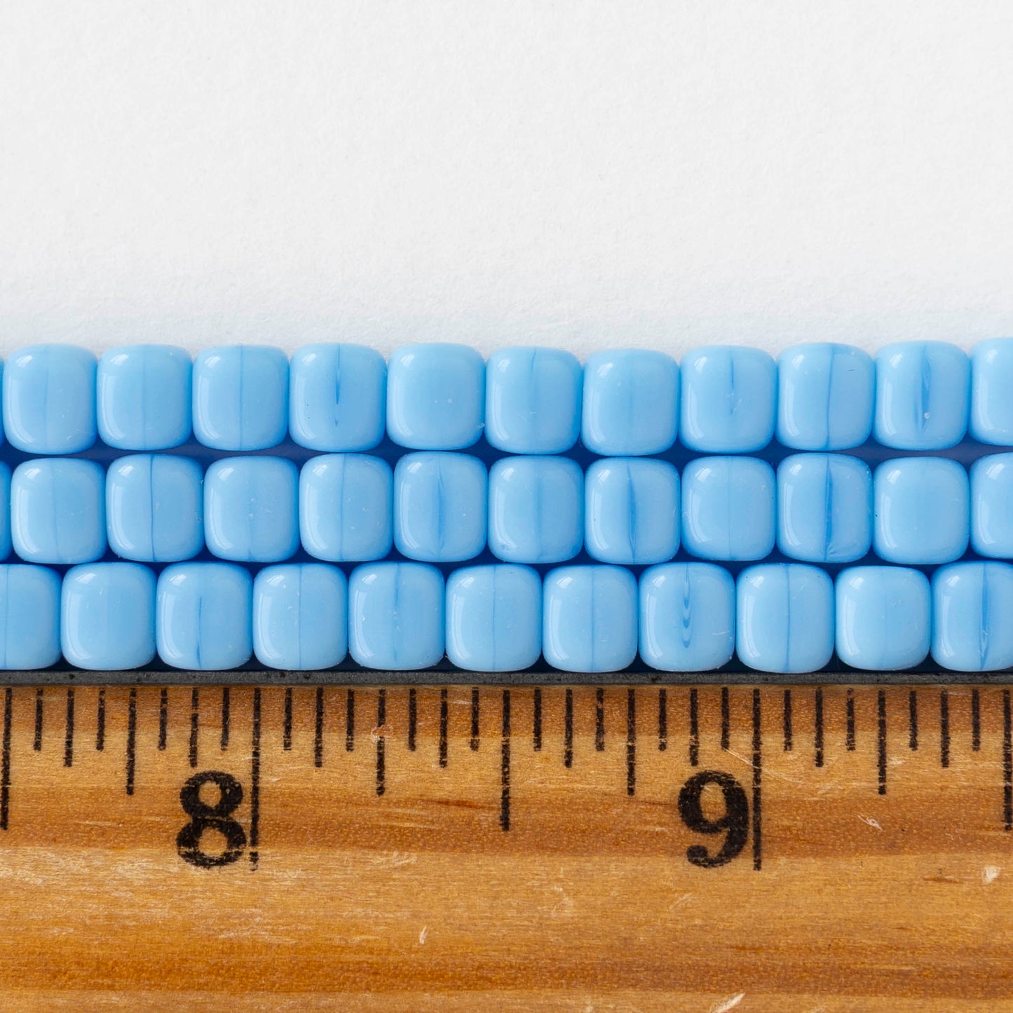 5x7mm Glass Cube Beads - Opaque Baby Blue - 25 or 50 beads