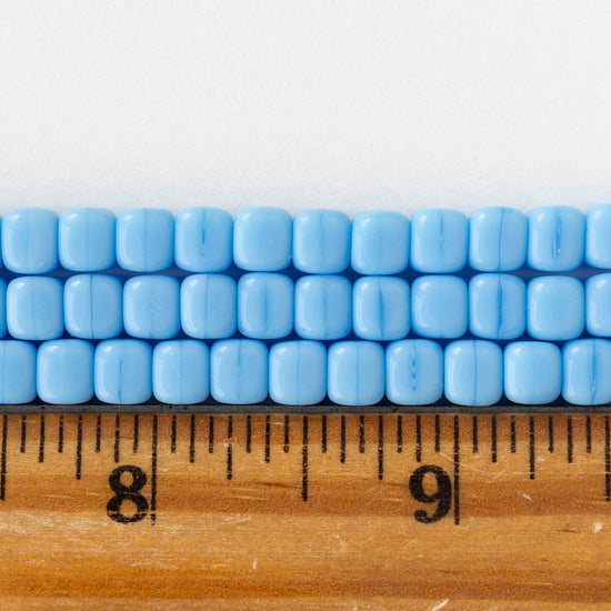 5x7mm Glass Cube Beads - Opaque Baby Blue - 25 or 50 beads