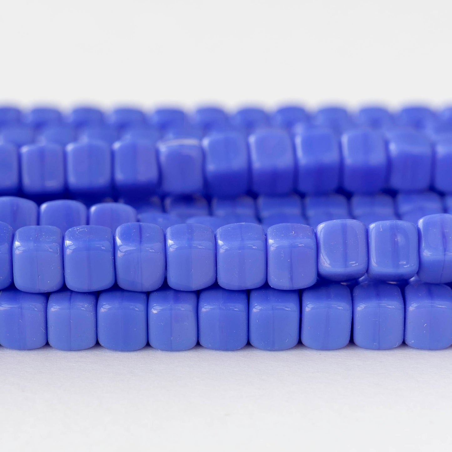 5x7mm Glass Cube Beads - Opaque Periwinkle - 25 or 50 beads