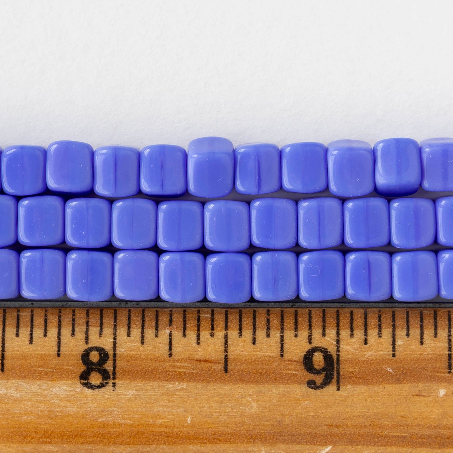 5x7mm Glass Cube Beads - Opaque Periwinkle - 25 or 50 beads