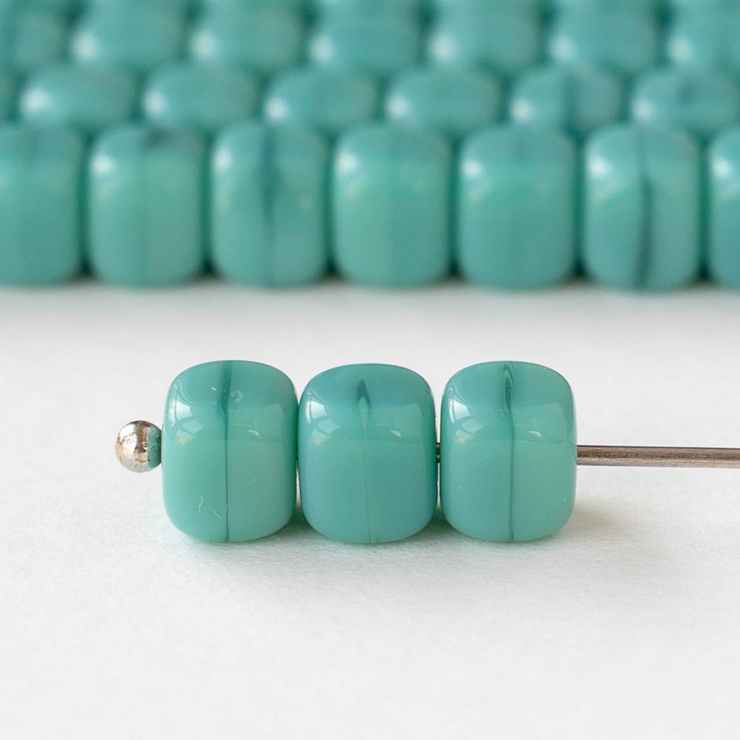 5x7mm Glass Cube Beads - Opaque Turquoise - 25 or 50 beads