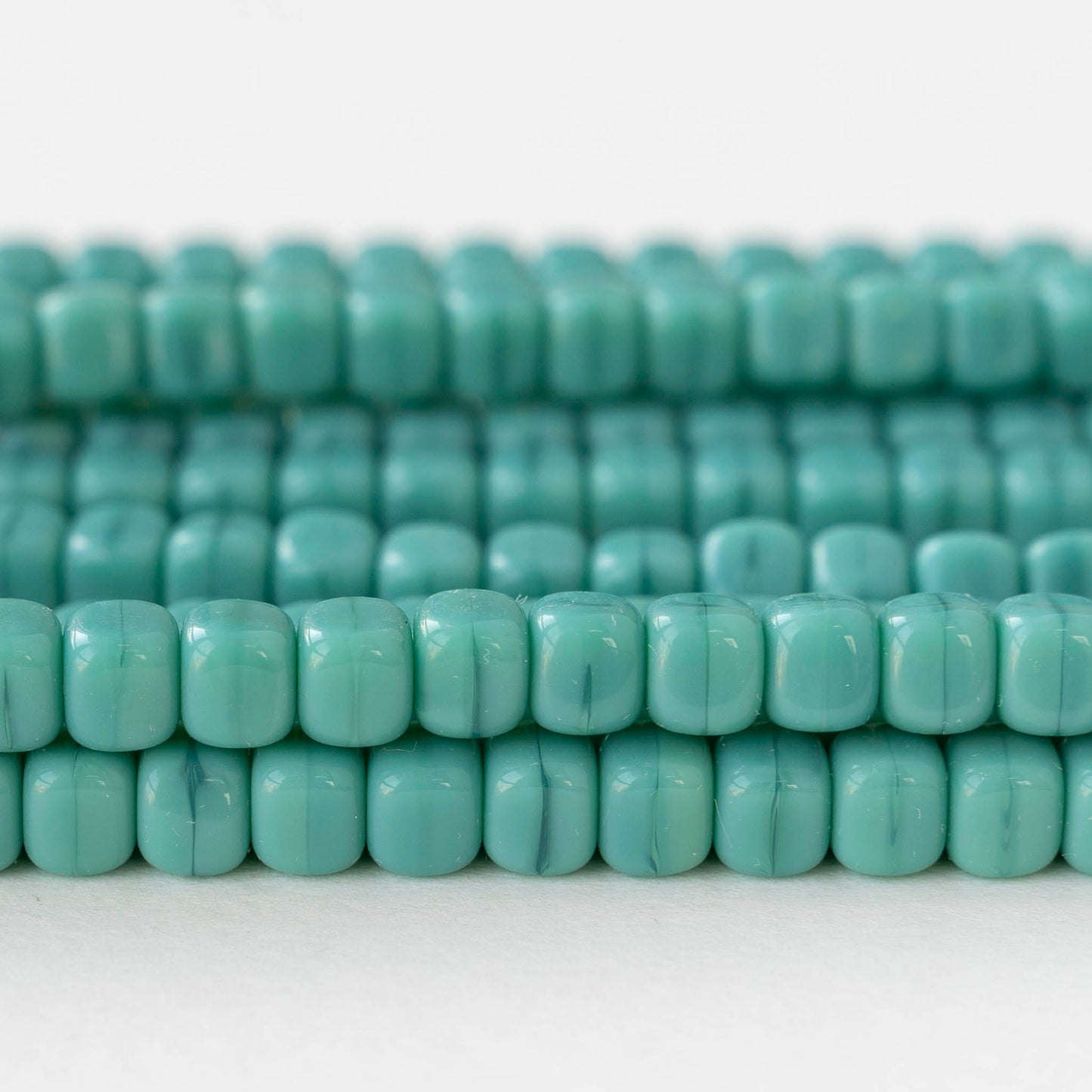 5x7mm Glass Cube Beads - Opaque Turquoise - 25 or 50 beads