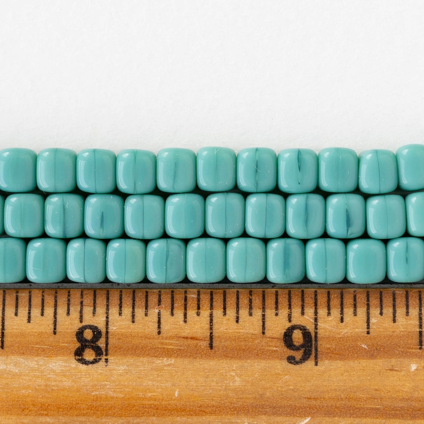 5x7mm Glass Cube Beads - Opaque Turquoise - 25 or 50 beads