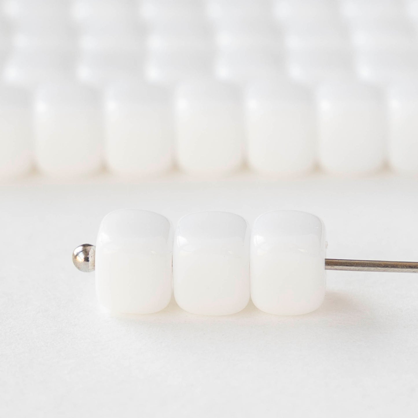 5x7mm Glass Cube Beads - Opaque White - 25 or 50 beads
