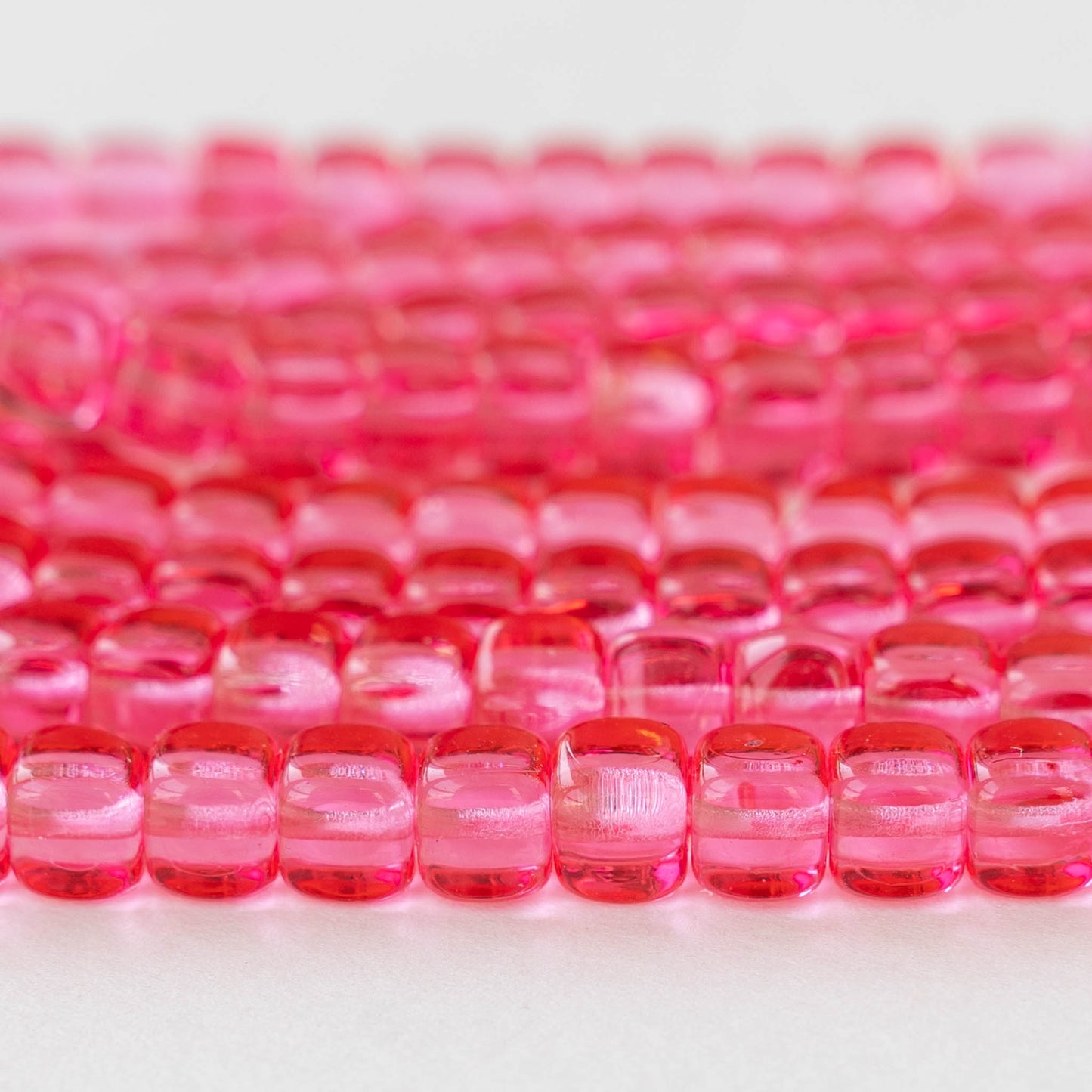 5x7mm Glass Cube Beads - Transparent Pink Rose - 75 beads