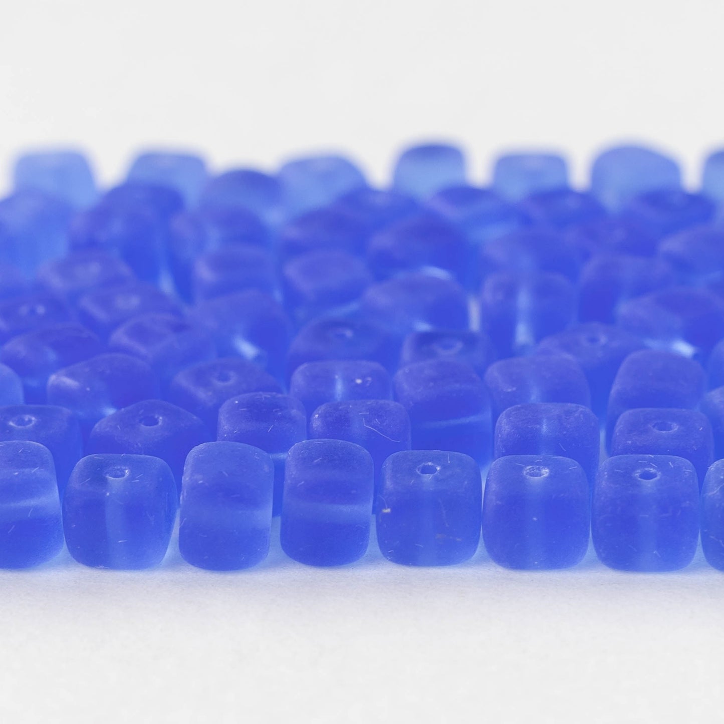 5x7mm Glass Cube Beads - Matte Sapphire - 50 beads