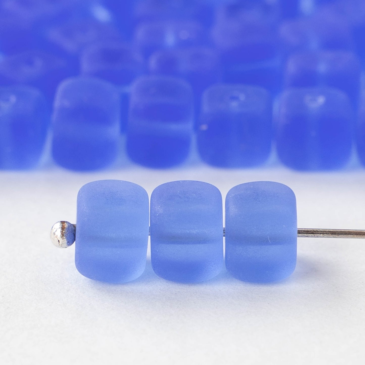 5x7mm Glass Cube Beads - Matte Sapphire - 50 beads