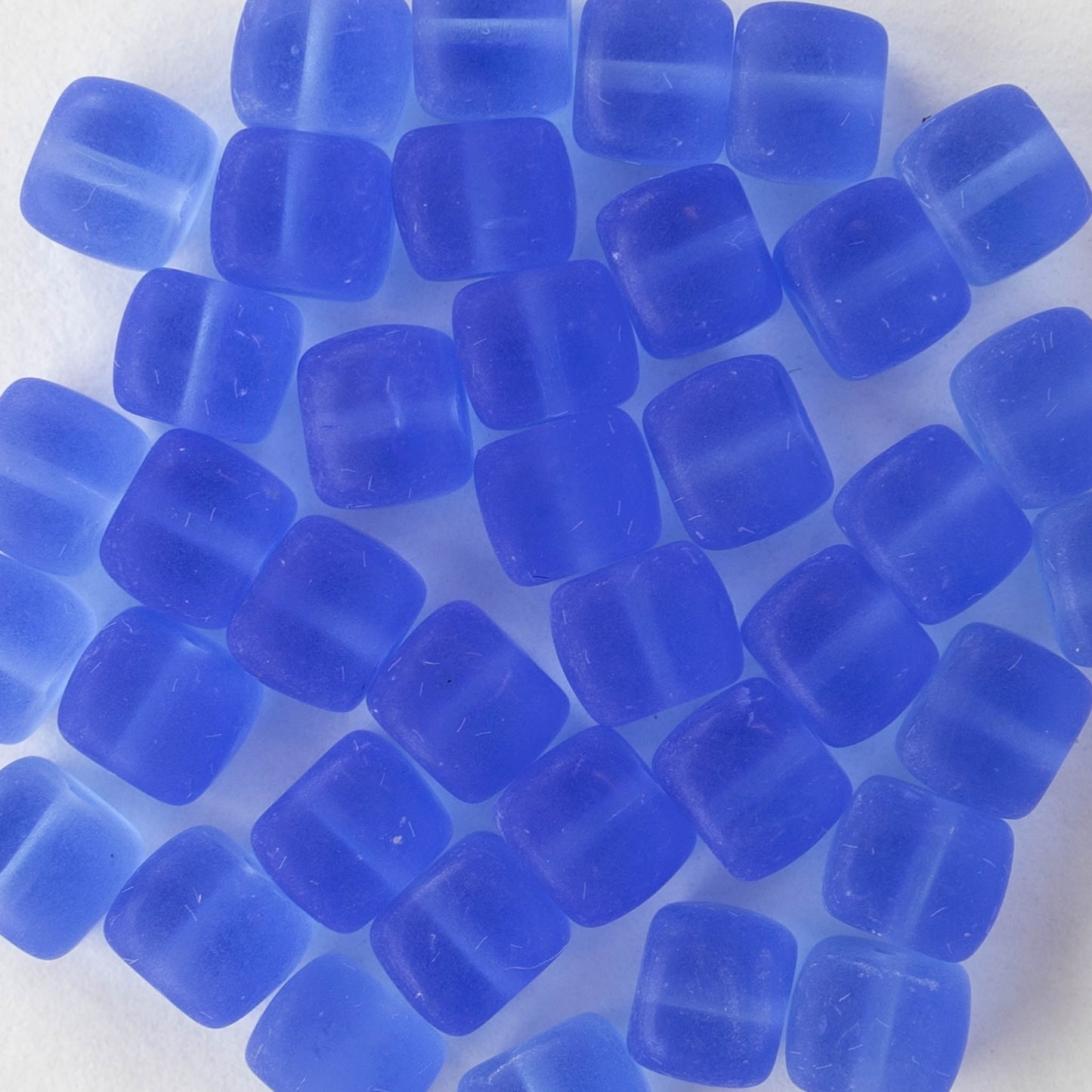 5x7mm Glass Cube Beads - Matte Sapphire - 50 beads