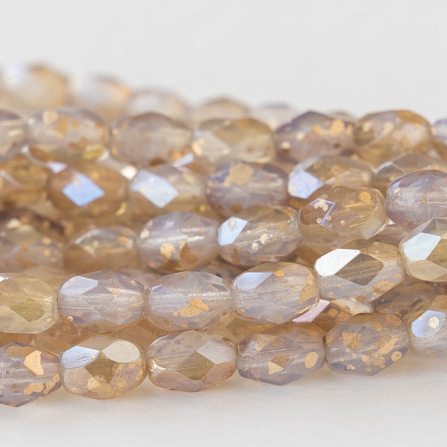 5x7mm Oval Beads - Opal with Bronze and Gold Finishes - 20 beads