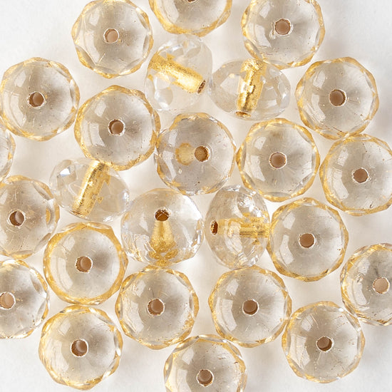 5x7mm Faceted Rondelle Beads - Gold Lined Crystal - 10 or 20 beads