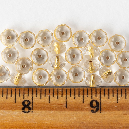 5x7mm Faceted Rondelle Beads - Gold Lined Crystal - 10 or 20 beads