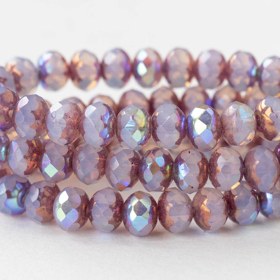 5x7mm Faceted Rondelle Beads - Opaline Lavender AB - 25 beads