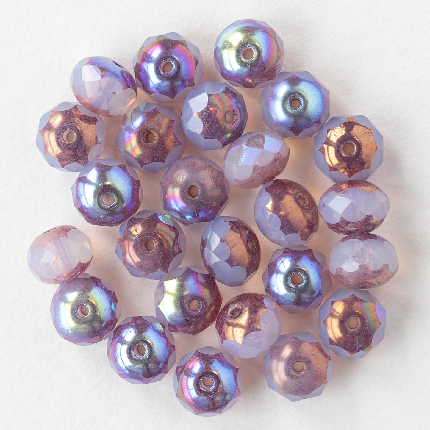 5x7mm Faceted Rondelle Beads - Opaline Lavender AB - 25 beads