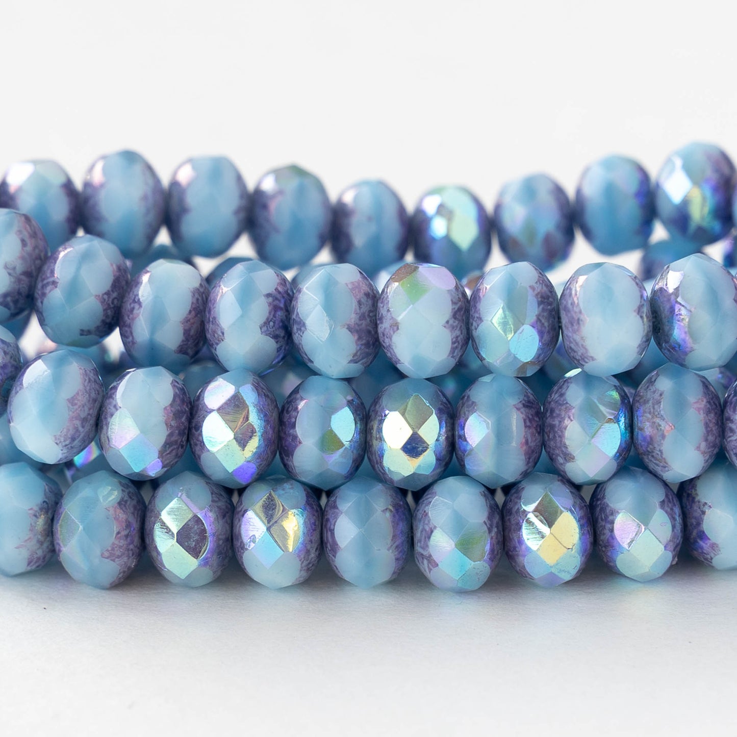 5x7mm Faceted Rondelle Beads - Light Blue Purple AB - 10 or 30 beads
