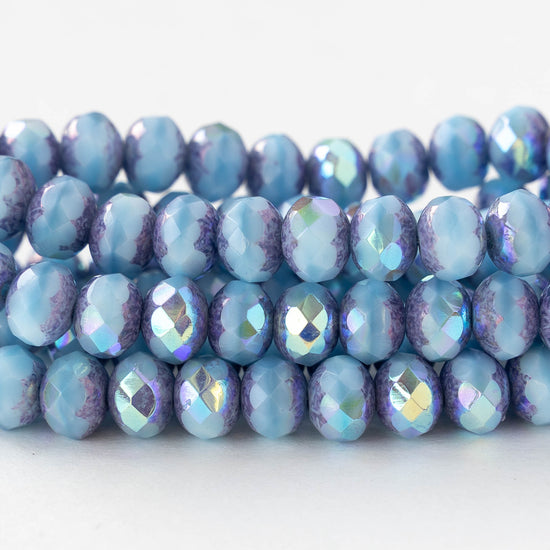 5x7mm Faceted Rondelle Beads - Light Blue Purple AB - 10 or 30 beads
