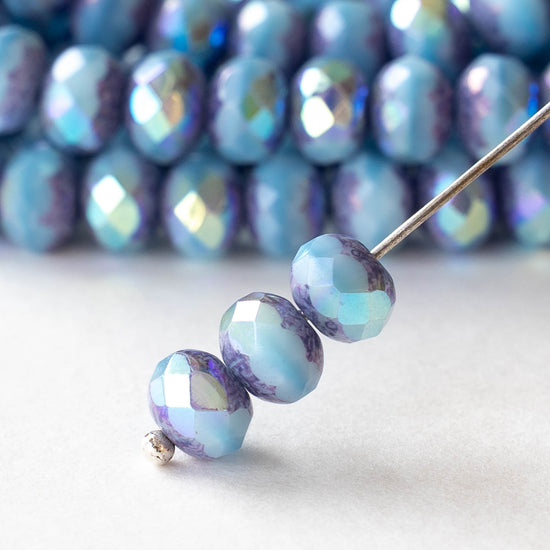 5x7mm Faceted Rondelle Beads - Light Blue Purple AB - 10 or 30 beads