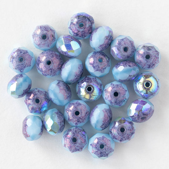 5x7mm Faceted Rondelle Beads - Light Blue Purple AB - 10 or 30 beads