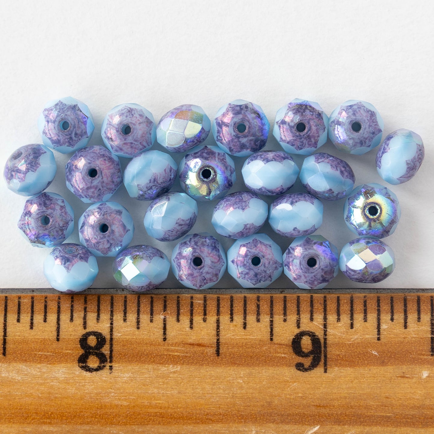 5x7mm Faceted Rondelle Beads - Light Blue Purple AB - 10 or 30 beads