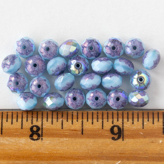 5x7mm Faceted Rondelle Beads - Light Blue Purple AB - 10 or 30 beads