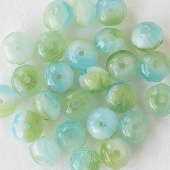 5x7mm Rondelle - Ocean Seafoam Mix - 25 Beads