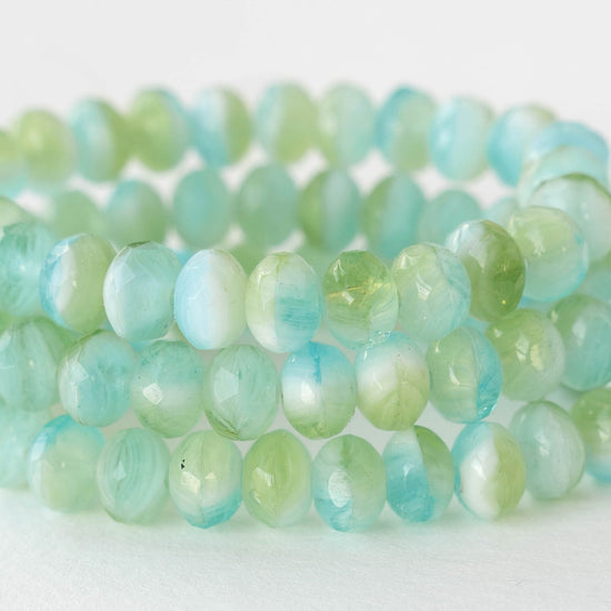 5x7mm Rondelle - Ocean Seafoam Mix - 25 Beads