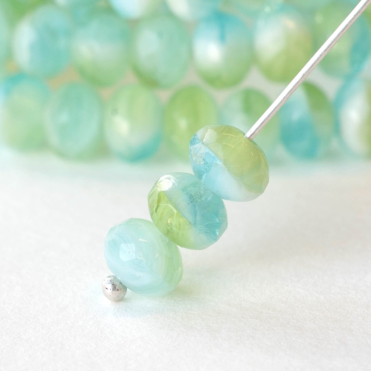 5x7mm Rondelle - Ocean Seafoam Mix - 25 Beads