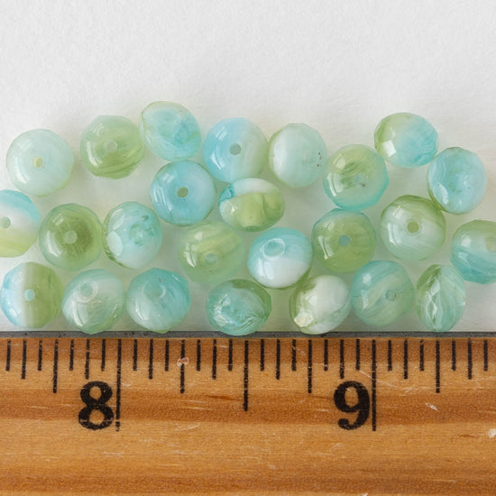 5x7mm Rondelle - Ocean Seafoam Mix - 25 Beads