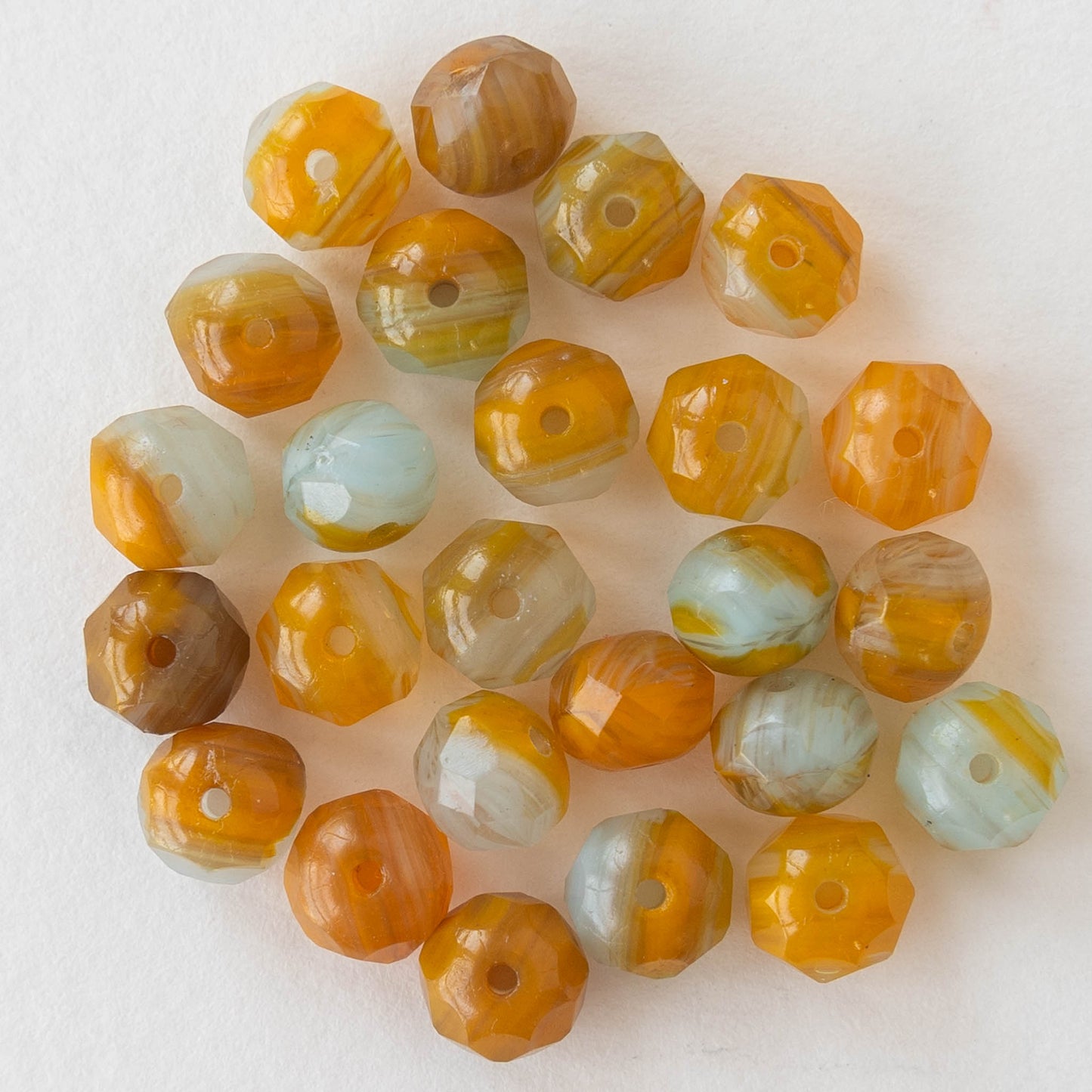 5x7mm Roundelle - Orange Blue Mix - 25 beads