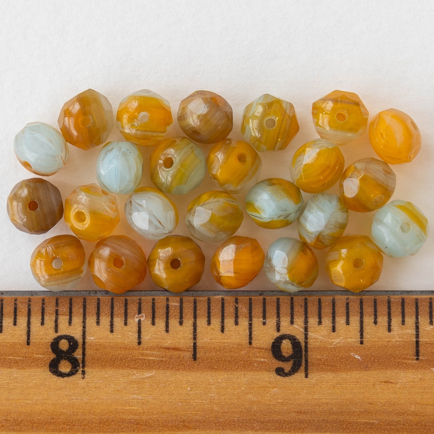 5x7mm Roundelle - Orange Blue Mix - 25 beads