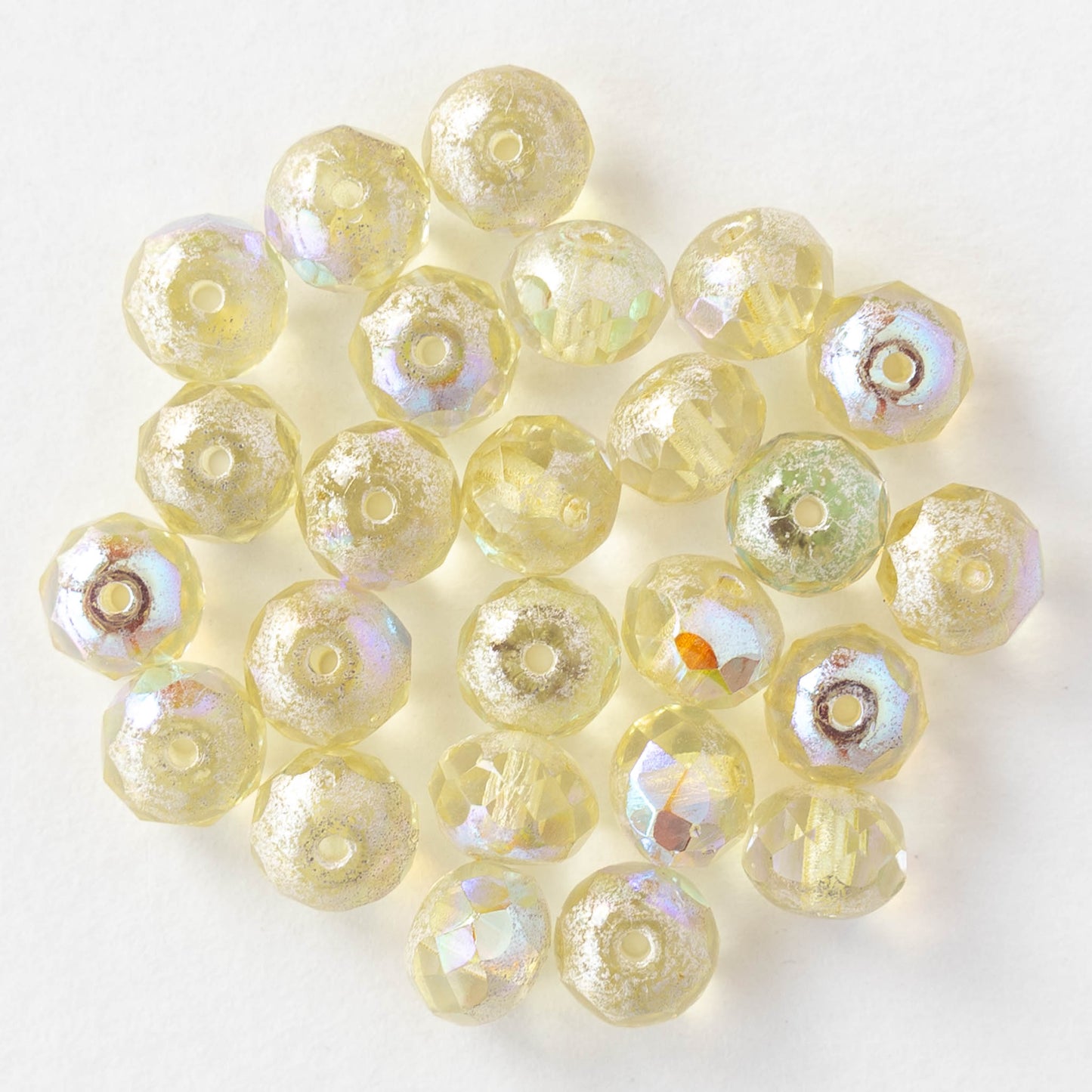 5x7mm Faceted Rondelle Beads - Pale Yellow AB - 10 or 30 beads