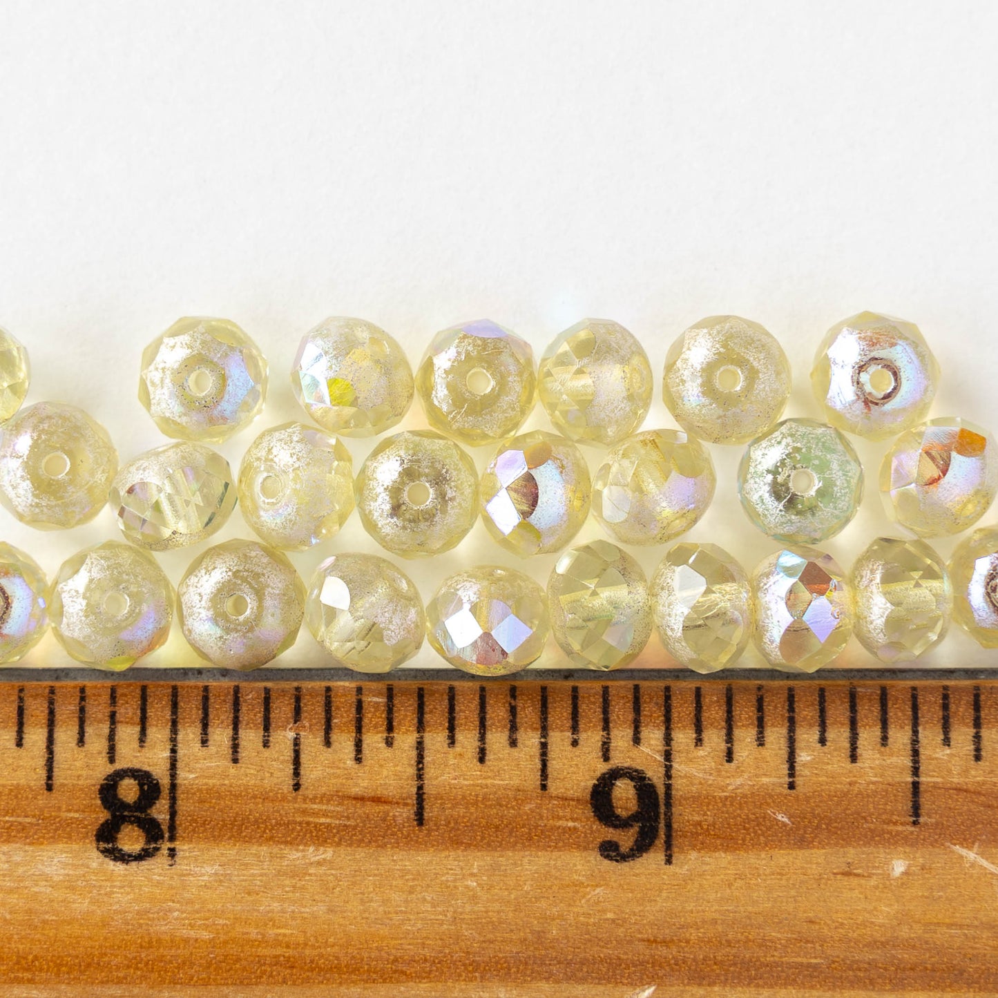 5x7mm Faceted Rondelle Beads - Pale Yellow AB - 10 or 30 beads