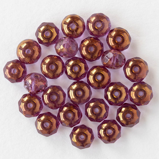 5x7mm Faceted Rondelle Beads - Pink Rose Bronze - 25 beads