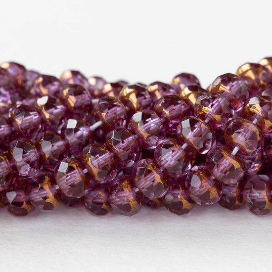 5x7mm Faceted Rondelle Beads - Pink Rose Bronze - 25 beads