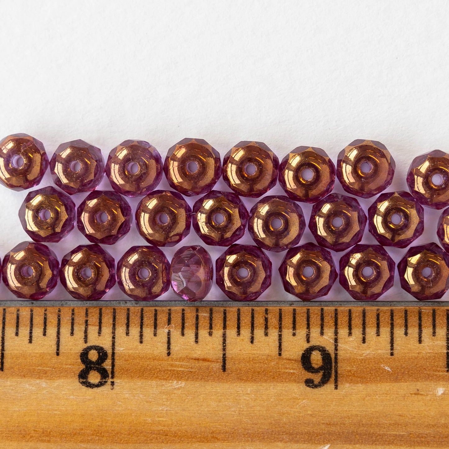 5x7mm Faceted Rondelle Beads - Pink Rose Bronze - 25 beads