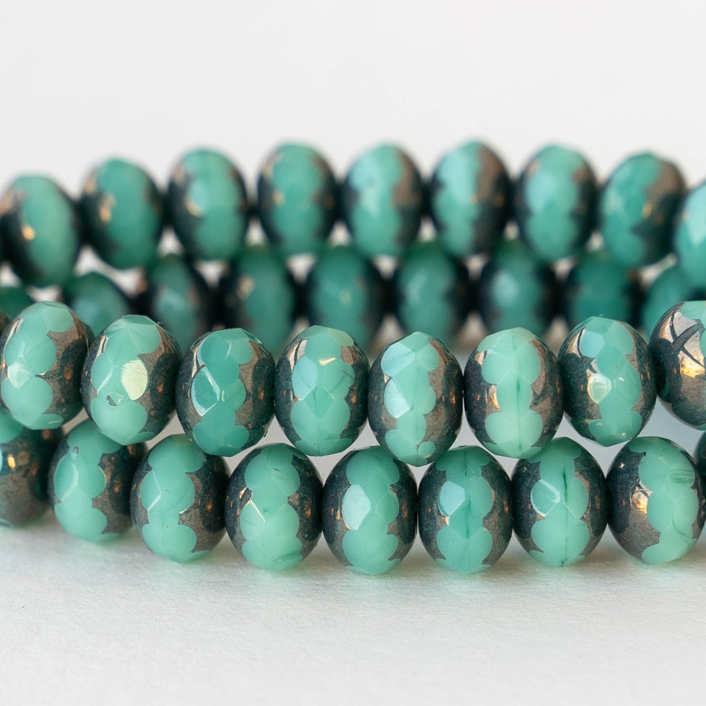 5x7mm Faceted Rondelle Beads - Opaque Seafoam Bronze - 25 beads